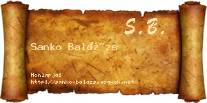 Sanko Balázs névjegykártya